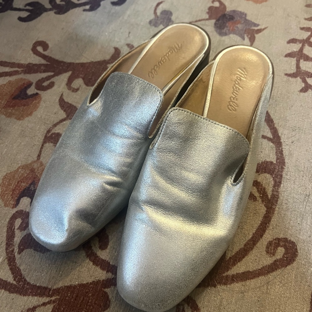 Madewell Shimmering Silver Mules